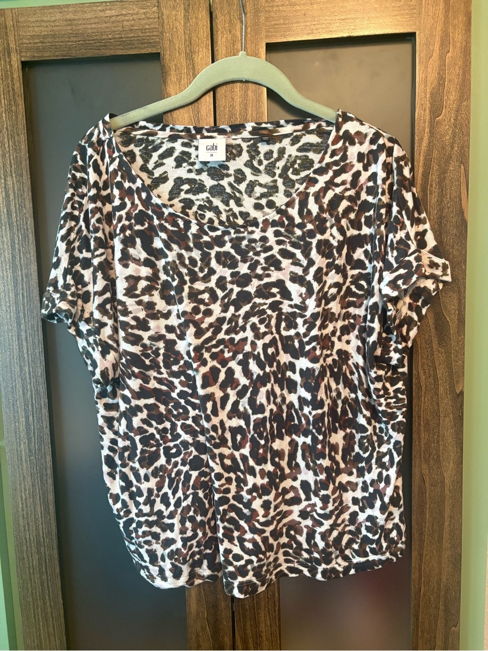 CAbi Leopard-Print Scoop Neck Top - Brown, Black, Cream- style 3414